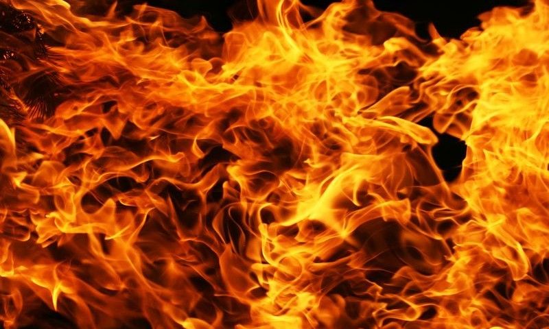 Beautiful yellow and orange hot fire on black background
