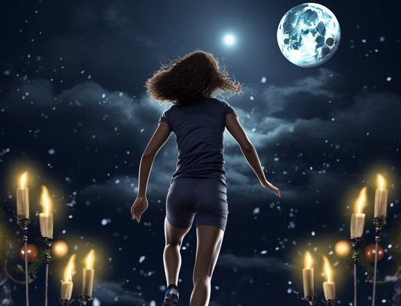 mujer salta luna