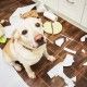 Naughty dog - Lying dog in the middle of mess in the kitchen.