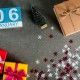 January 6th. Image 6 day of january month, calendar at christmas and happy new year background with gifts.