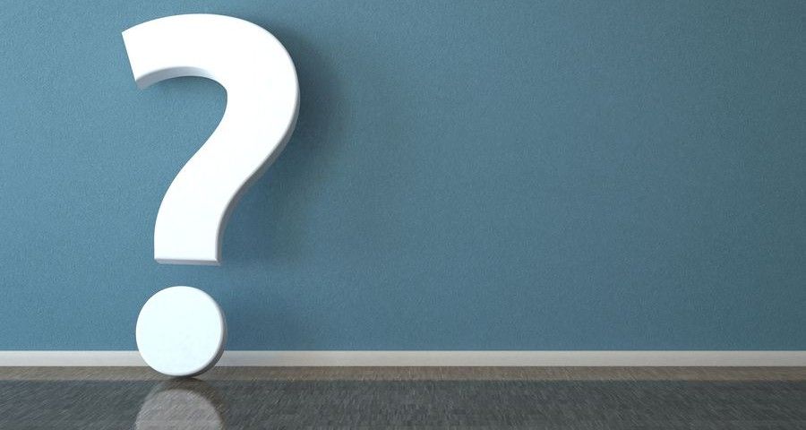 White question mark in the room. 3d illustration.