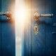 Open blue door and sunshine