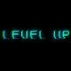 Level UP text with bad signal. Glitch effect. 3d rendering