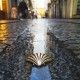 Symbol of the camino de santiago as it passes through burgos, Spain