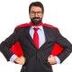 Businessman dressed like superhero