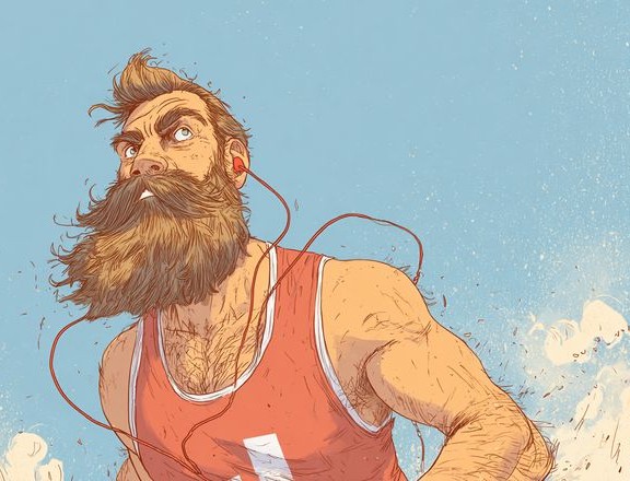 corredor con barba larga